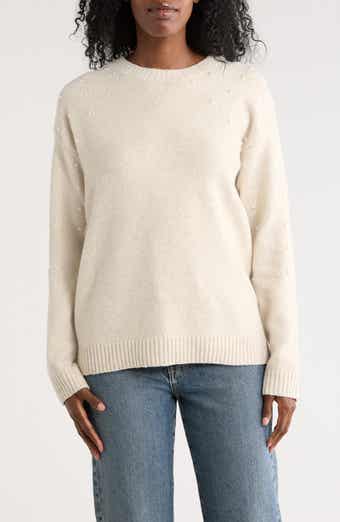 Bobeau Heart Faux Pearl Sweater