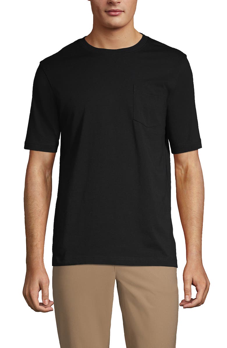 Lands' End Super-T Short Sleeve T-Shirt with Pocket, Main, color, Black