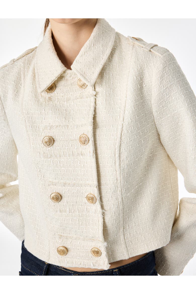 Long Sleeve Collared Tweed Napoleon Jacket, Alternate, color, ECRU
