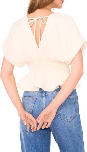 The Halle V-Neck Cinch Waist Peplum Top