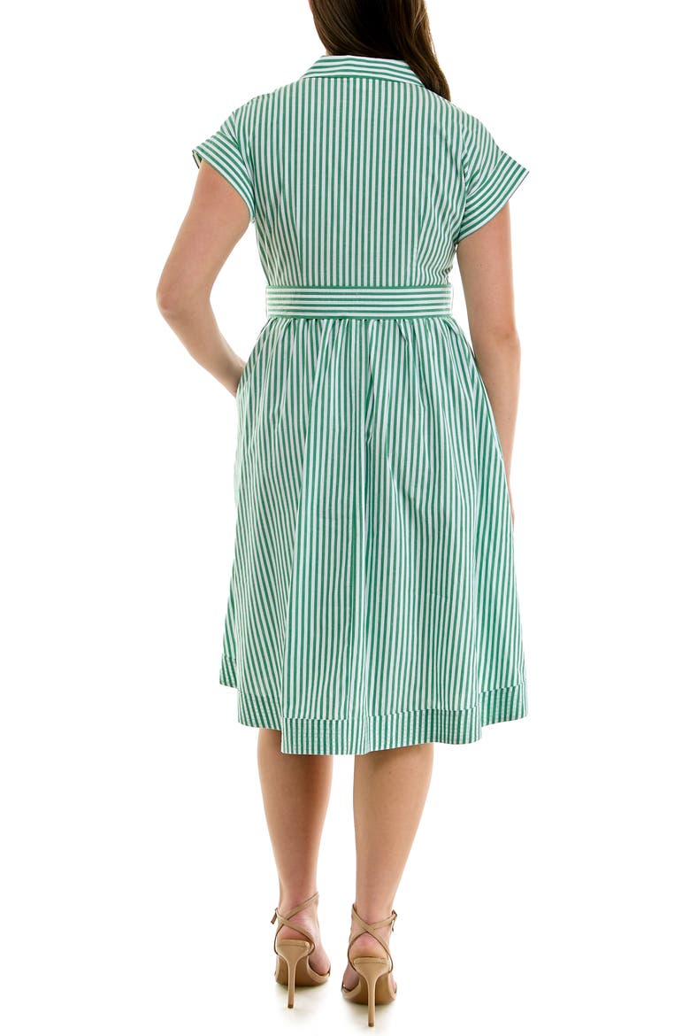 Stripe Cap Sleeve Cotton Poplin Shirtdress, Alternate, color, KELLY GREEN/WHITE STRIPE