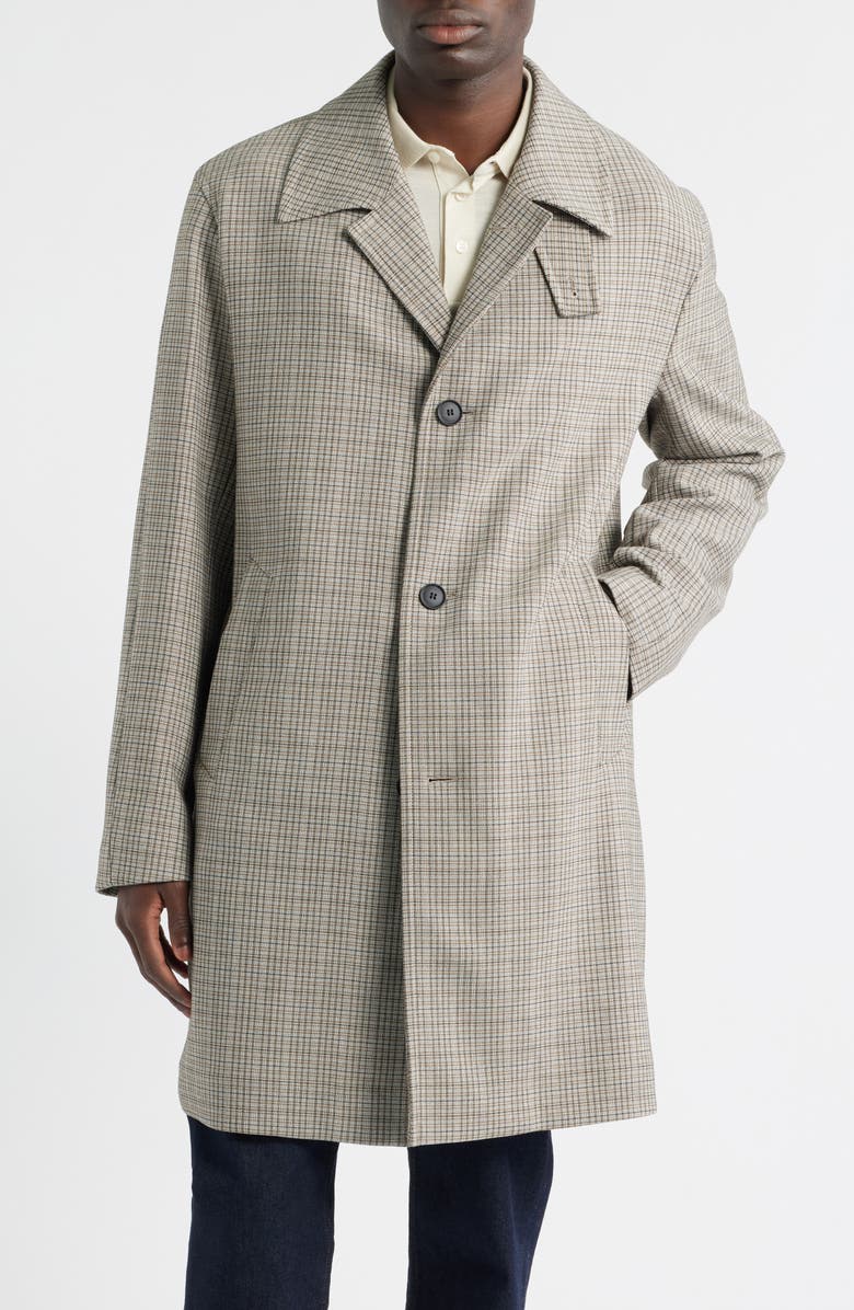 BOSS Clark Plaid Coat, Alternate, color, Medium Beige