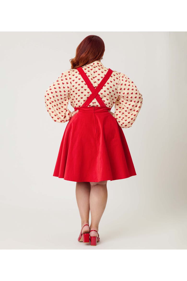 Plus Size Bib Pinafore Skirt, Alternate, color, Red Solid