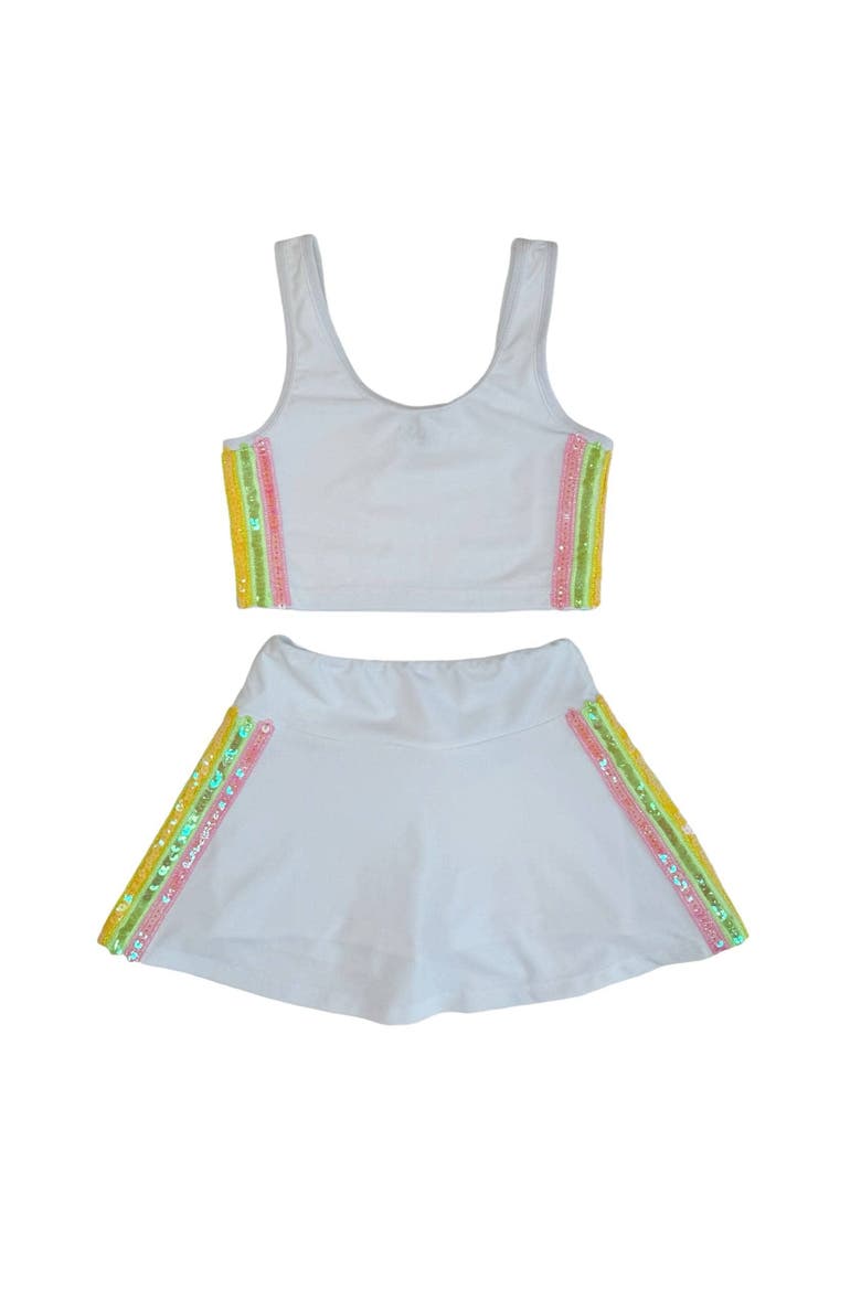 Rainbow Sherbet Sequin Tennis Set, Main, color, White