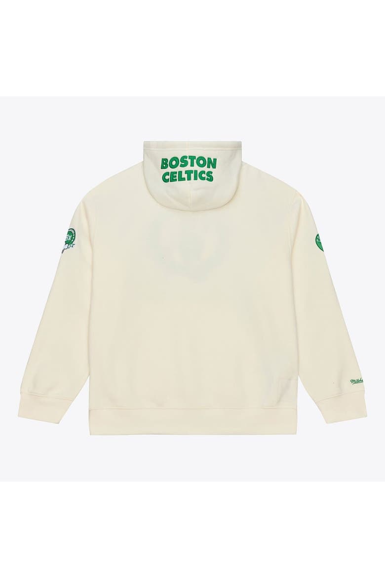 Men's Mitchell & Ness Cream Boston Celtics Hardwood Classics Chainstitch Premium Fleece Hoodie, Alternate, color, Cream