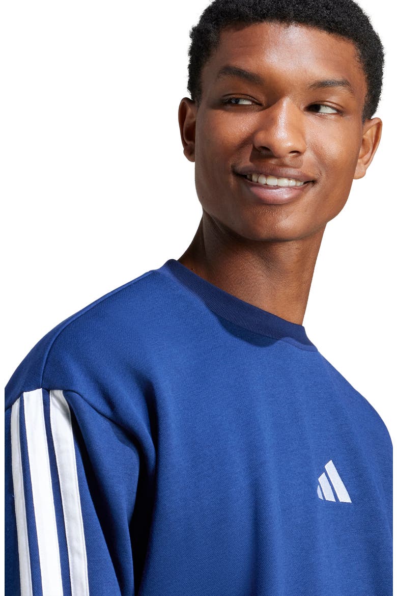 Essential 3-Stripes Fleece Pullover, Alternate, color, DKBLUE/WHI