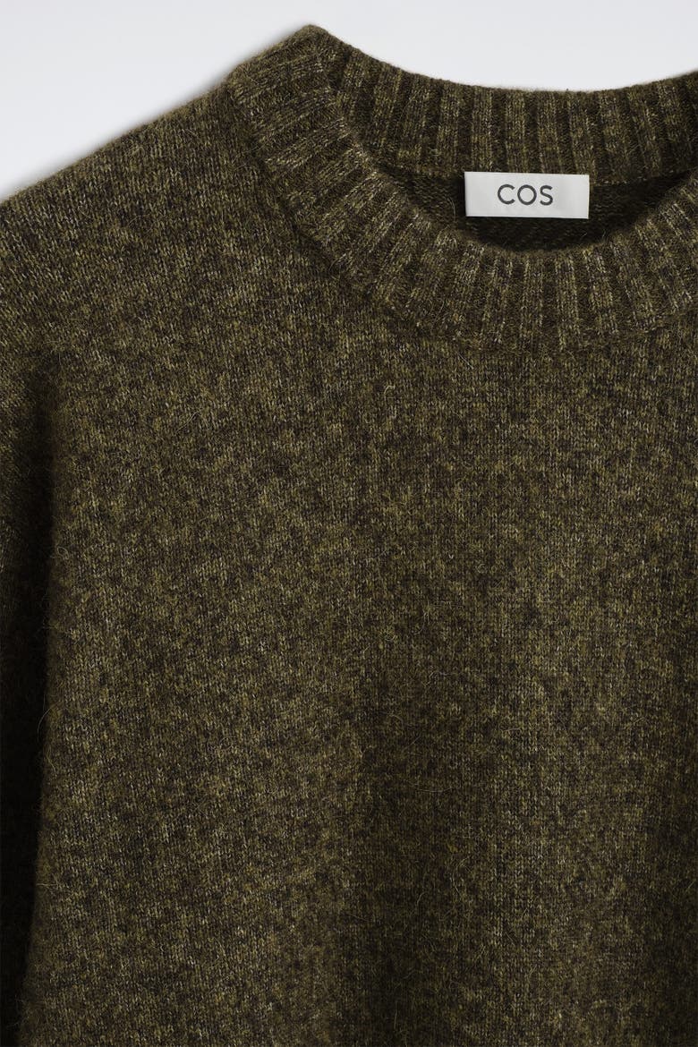 Oversized Alpaca-Blend Crew-Neck Sweater, Alternate, color, COFFEE MÉLANGE