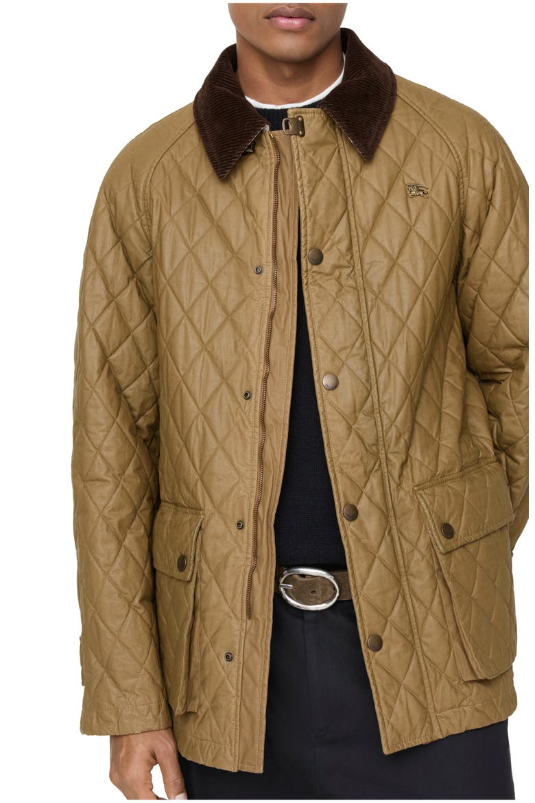Quilted Coated Cotton Barn Jacket, Main, color, Walrus brown/hemlock beige