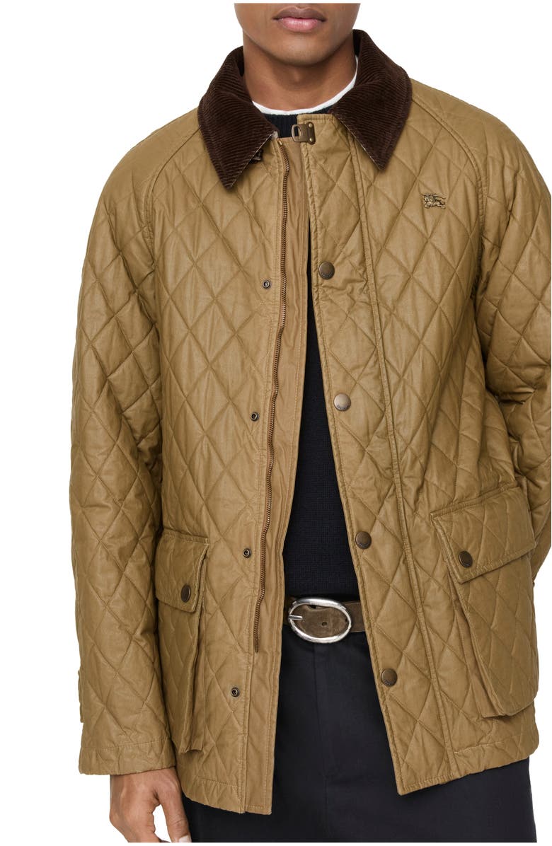Burberry Quilted Coated Cotton Barn Jacket, Main, color, Walrus Brown/Hemlock Beige