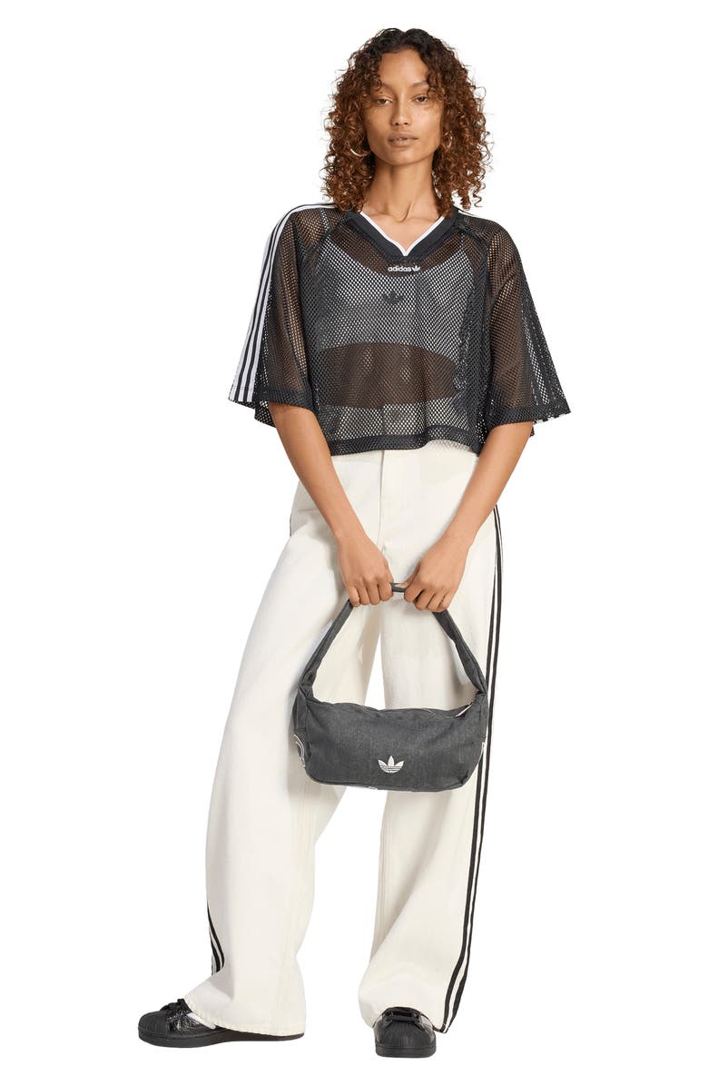 adidas Originals Mesh Crop Jersey Top, Alternate, color, Black