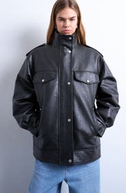Topshop Oversize Faux Leather Jacket