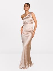 Six Stories One Shoulder Satin Bridesmaid Dress