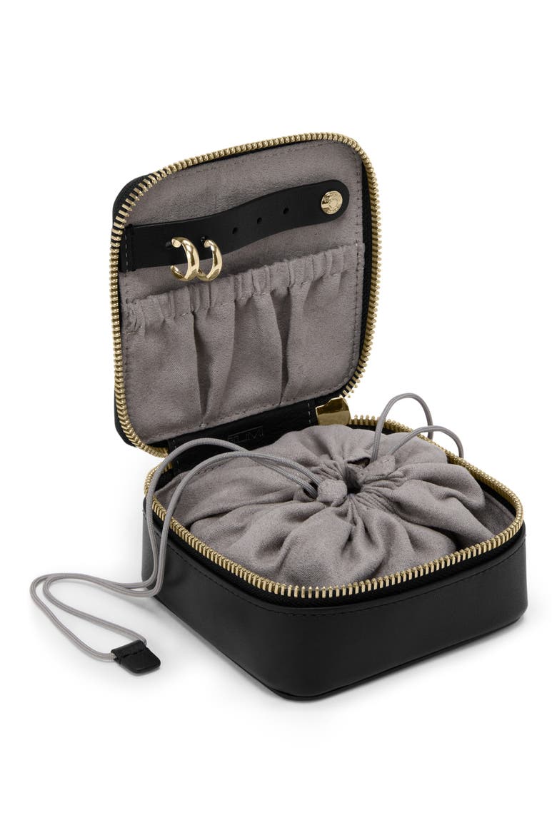 Leather Jewelry Case, Alternate, color, BLACK/ LIGHT GOLD
