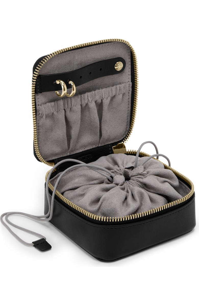 TUMI Leather Jewelry Case, Alternate, color, Black/ Light Gold