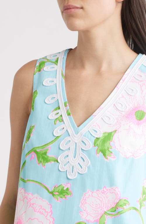 Lilly Pulitzer ® Sidonie Corded Lace Detail Floral Stretchcotton Shift Dress In Blue