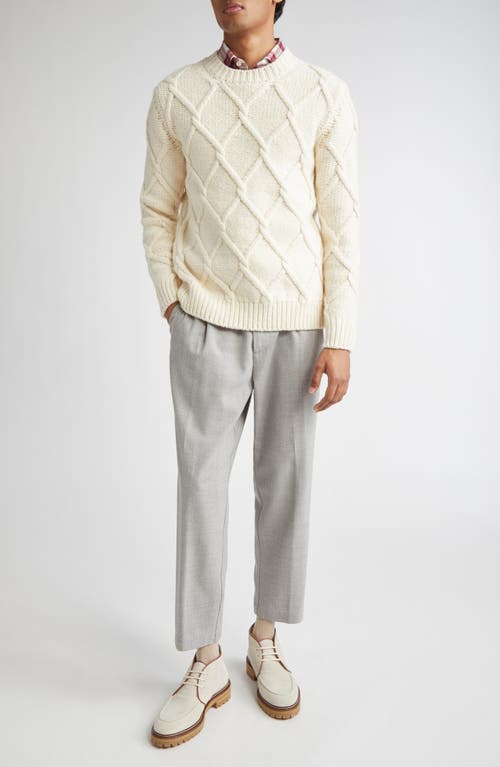 Eleventy Diamond Stitch Wool Sweater In White