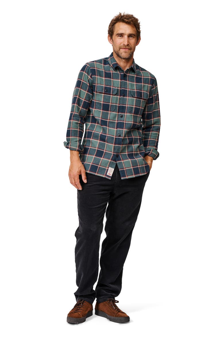 Crowle Button Up Flannel Shirt, Alternate, color, Dark Green Check