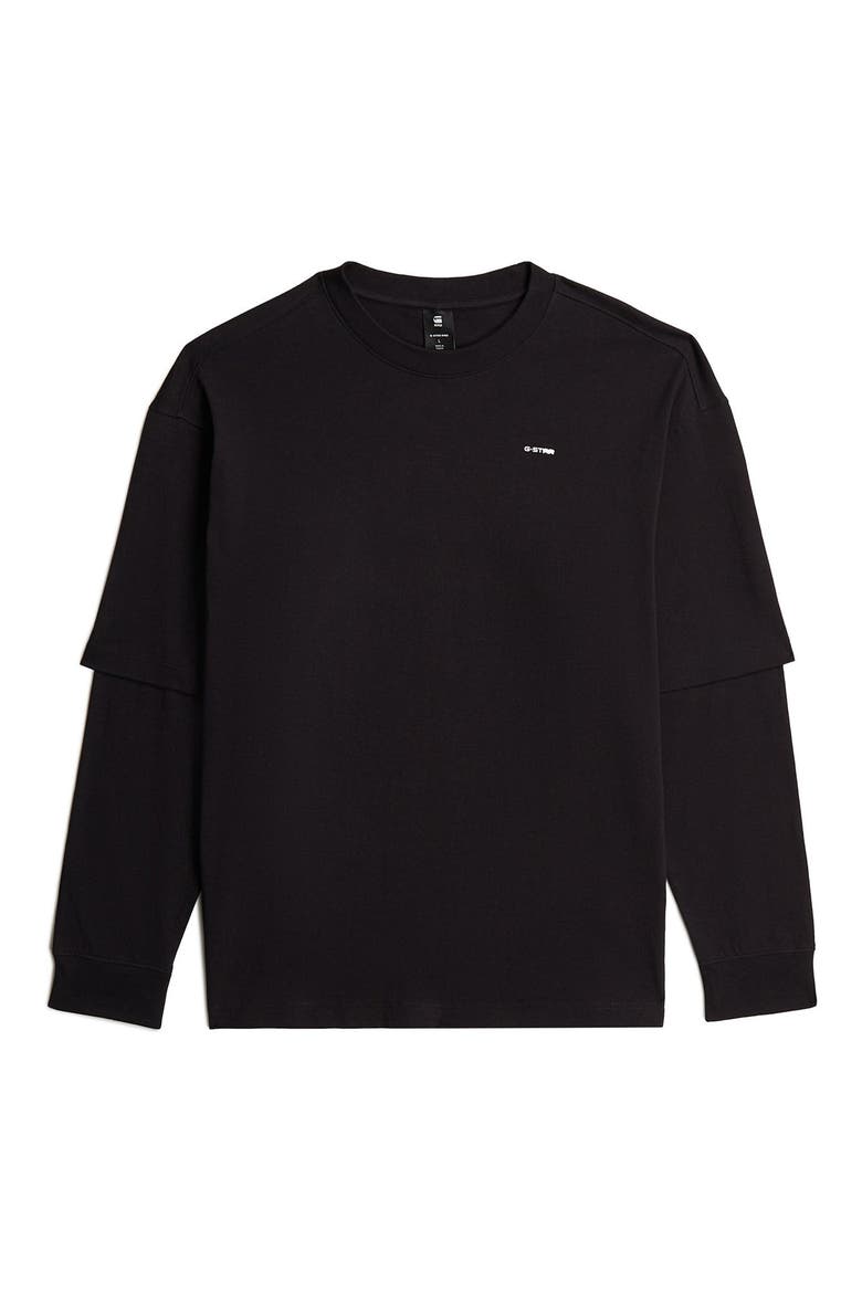 Double Sleeve Relaxed Organic Cotton T-Shirt, Alternate, color, DARK BLACK