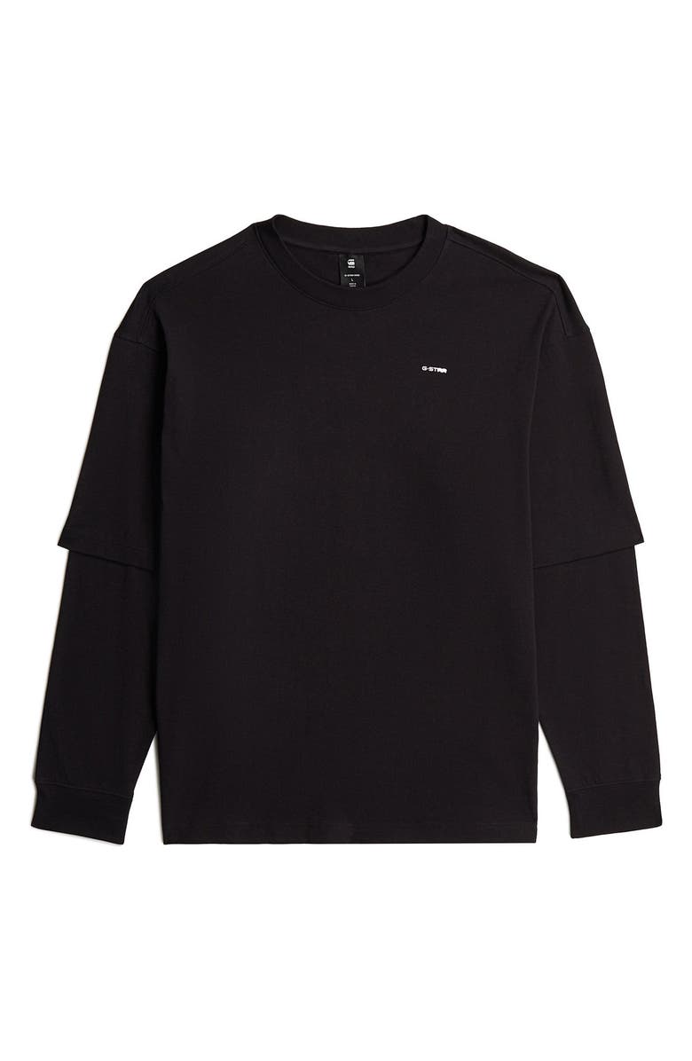 G-STAR Double Sleeve Relaxed Organic Cotton T-Shirt, Alternate, color, Dark Black