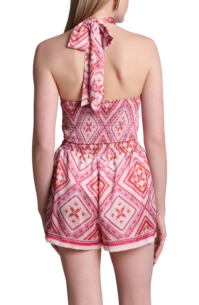 Avec Les Filles Scarf Print Halter Top, Alternate, color, Lobster Pearl