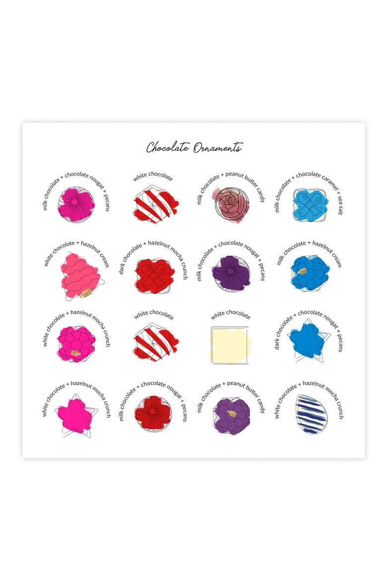 Chocolate Ornaments 16-Piece Chocolate Sampler Box, Alternate, color, WHITE