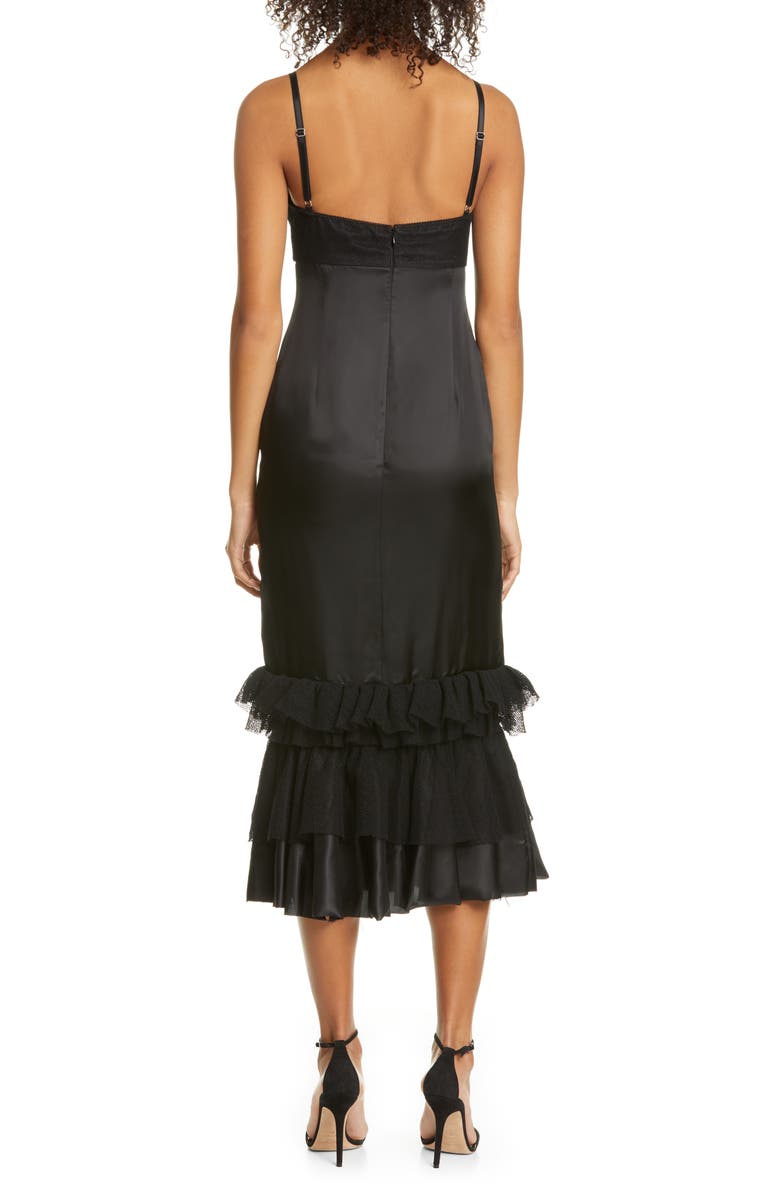 Brock Collection Ruffle Hem Bustier Midi Dress, Alternate, color,