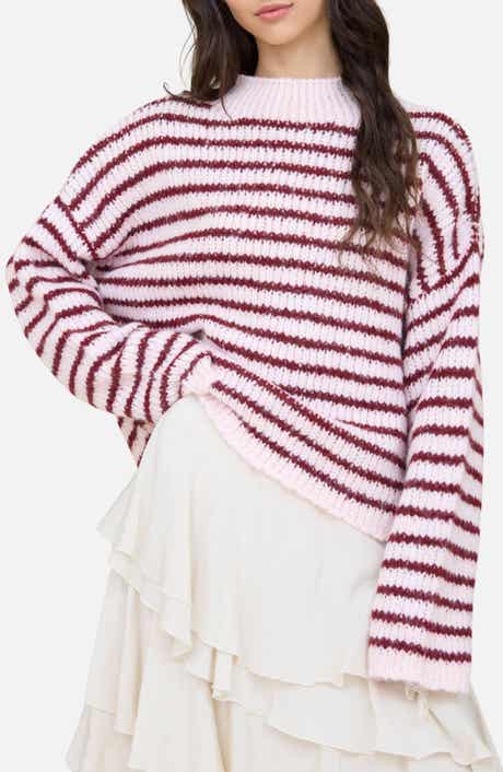 Stripe Mock Neck Sweater