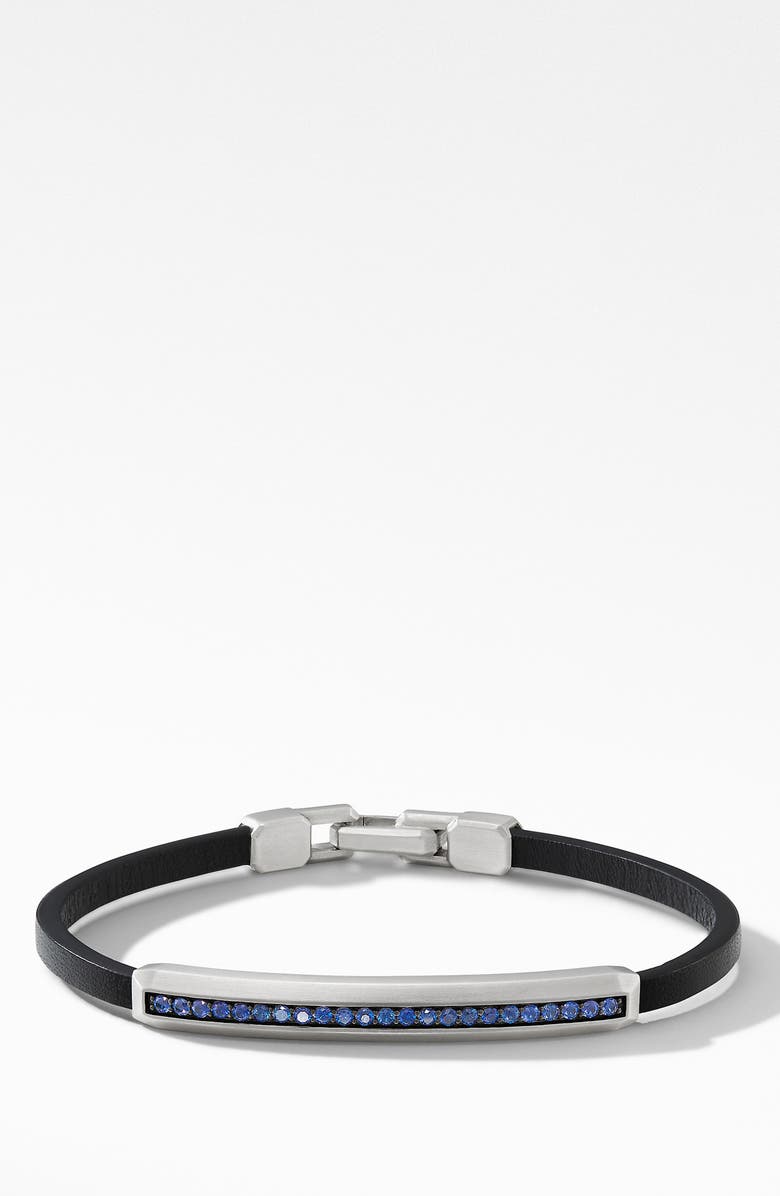 David Yurman Pavé Leather ID Bracelet with Sapphires, Main, color, 