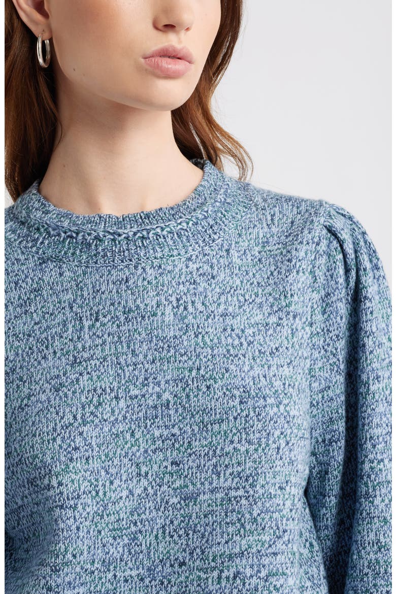 Marl Balloon Sleeve Crewneck Sweater, Alternate, color, BLUE DENIM HEATHER