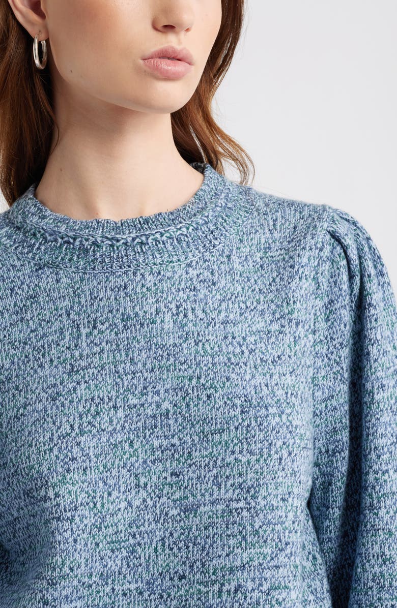 Treasure & Bond Marl Balloon Sleeve Crewneck Sweater, Alternate, color, Blue Denim Heather