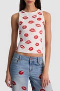 Alice + Olivia Allen Print Rib Tank Top