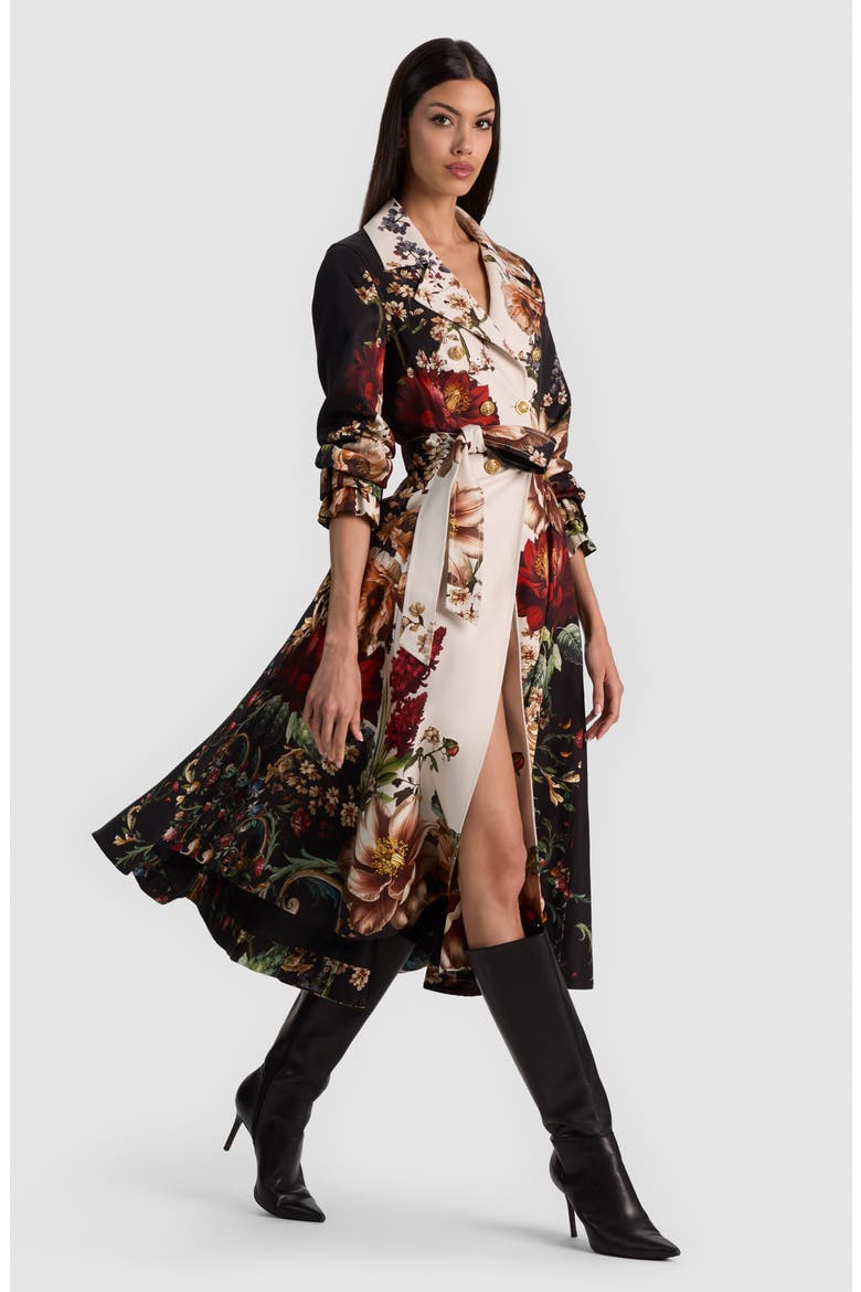 Ellie Godet Trench Coat, Alternate, color, FLORAL RADIANCE
