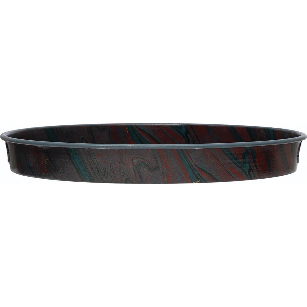 Storied Home Metal Tray With Marbled Pattern In Multi