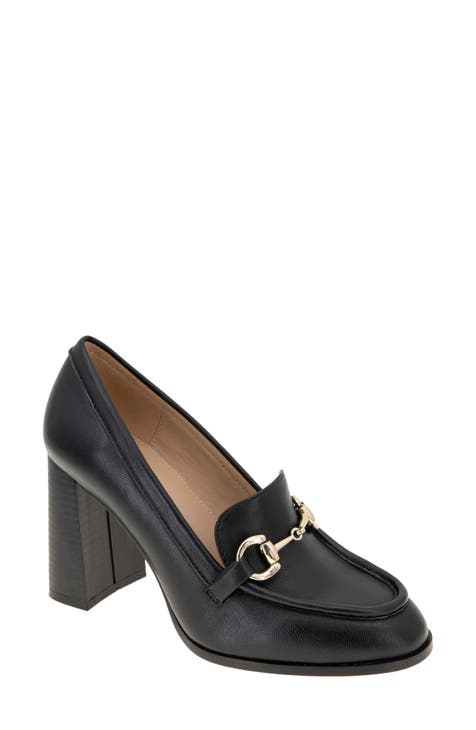 Stacked heel shops loafer