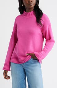 Caslon® Roll Neck Striped Sweater