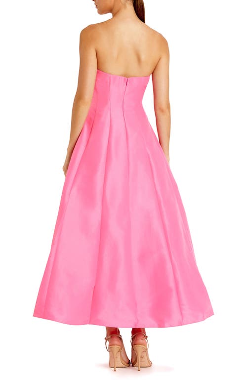 Shop Mac Duggal Strapless A-line Tea Length Statement Bow Midi Dress In Candy Pink