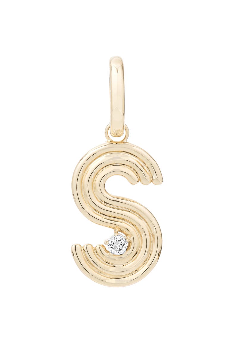 Groovy Initial Diamond Pendant Charm, Main, color, YELLOW GOLD - S