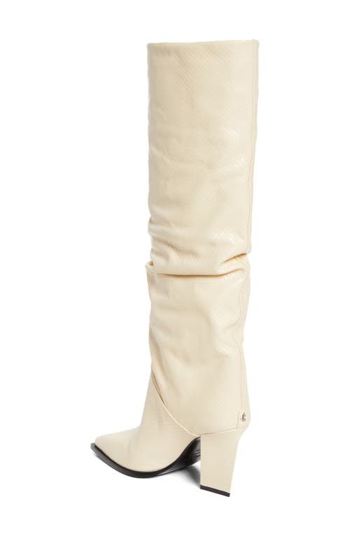 Jimmy Choo Hart Snakeskin Embossed Knee High Boot In White