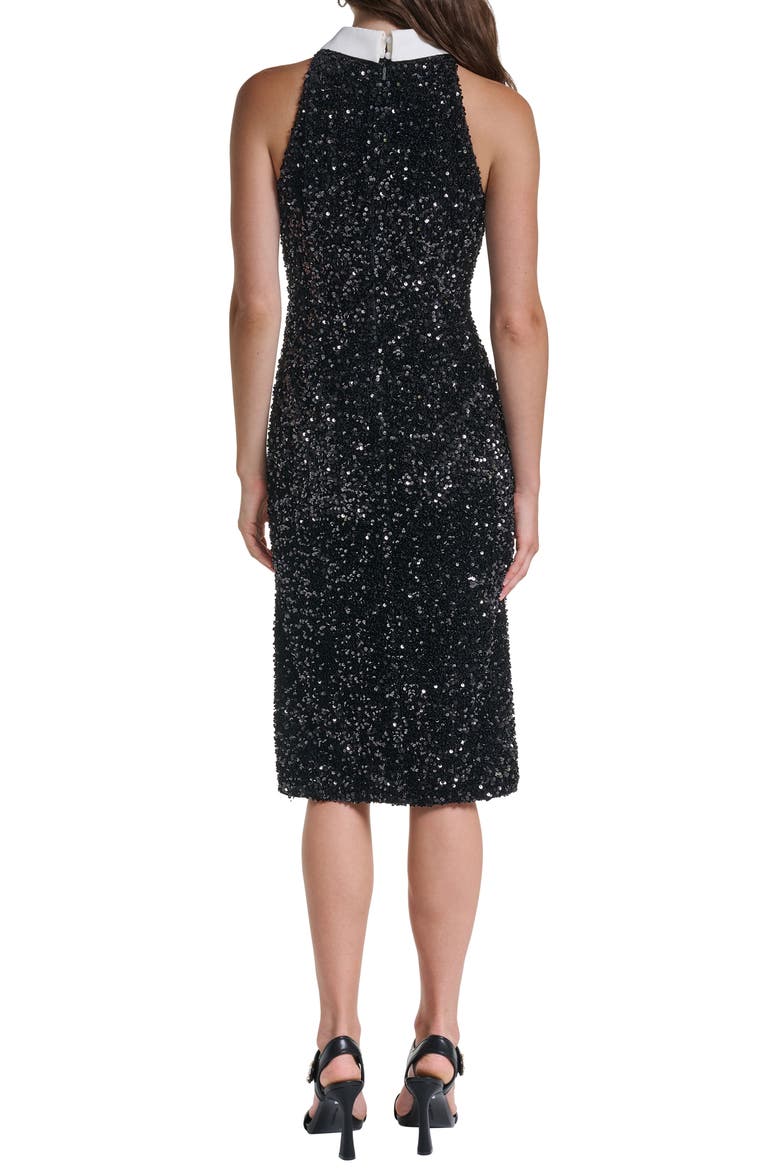 Sequin Cocktail Sheath Dress, Alternate, color, BLACK/ SOFT WHITE