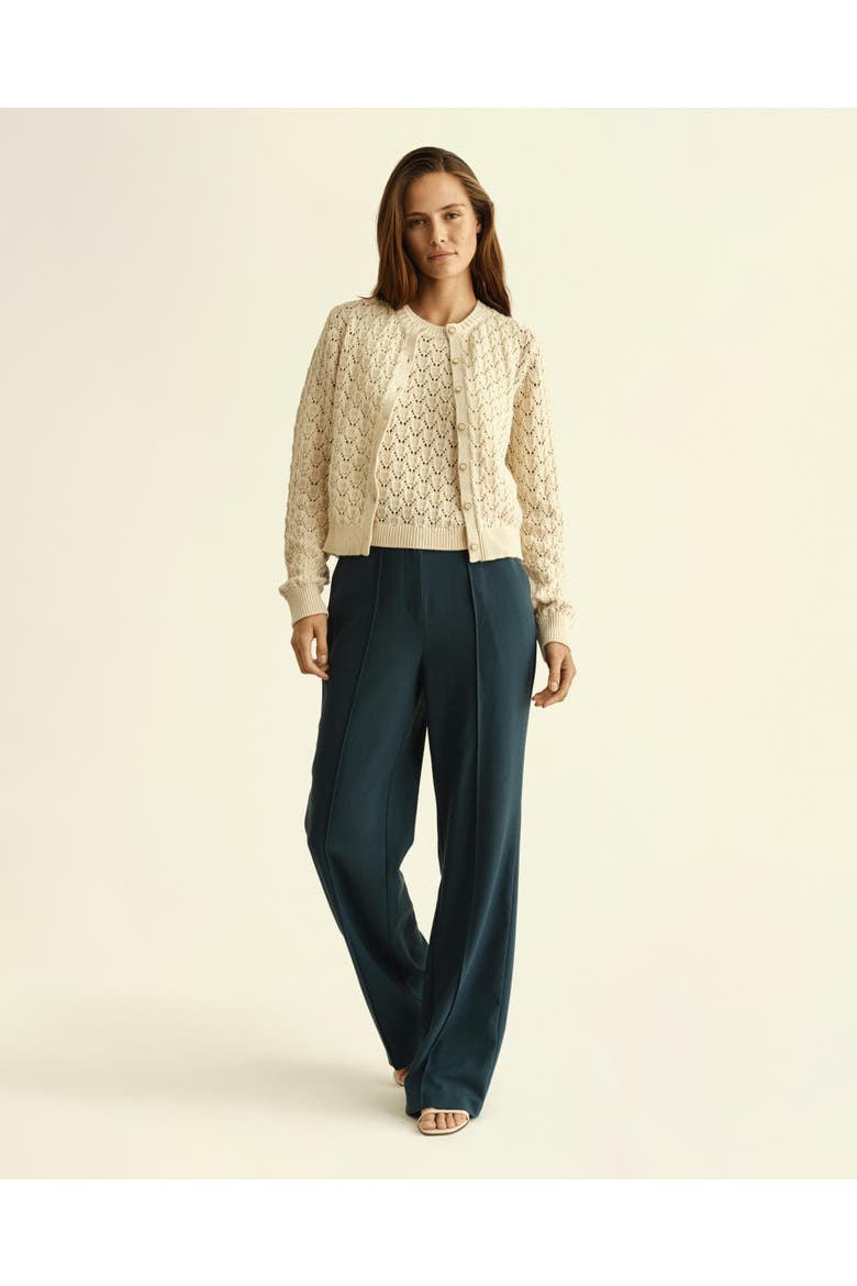 August Pointelle Cardigan, Alternate, color, Ivory