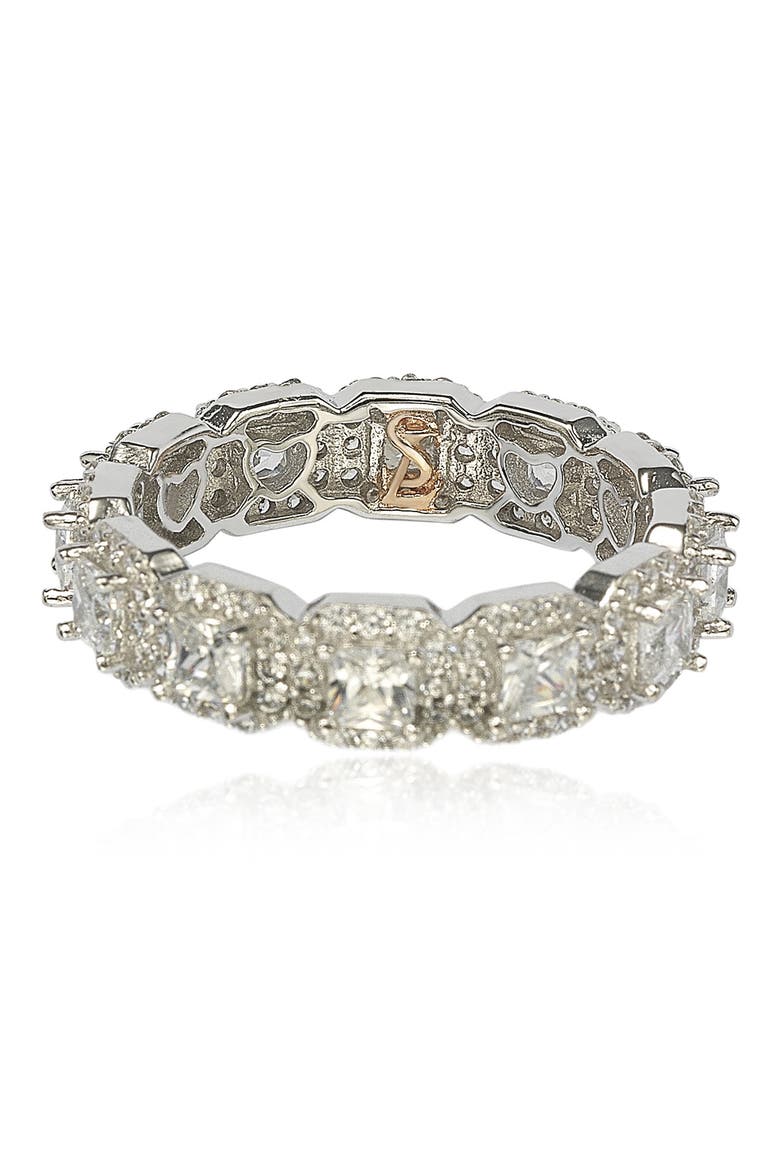Sterling Silver Asscher Cut White CZ Band Ring, Main, color, WHITE
