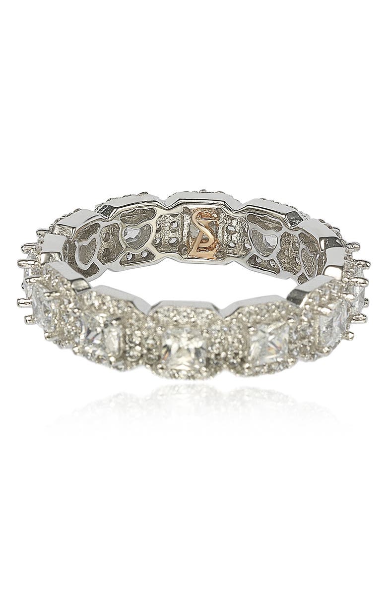 SUZY LEVIAN Sterling Silver Asscher Cut White CZ Band Ring, Main, color, White