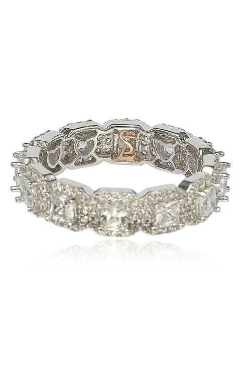 Sterling Silver Asscher Cut White CZ Band Ring