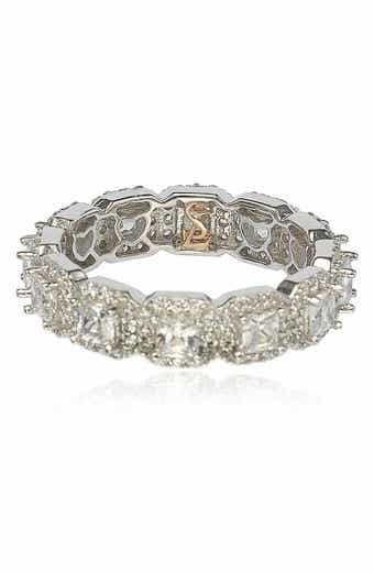 SUZY LEVIAN Sterling Silver Asscher Cut White CZ Band Ring