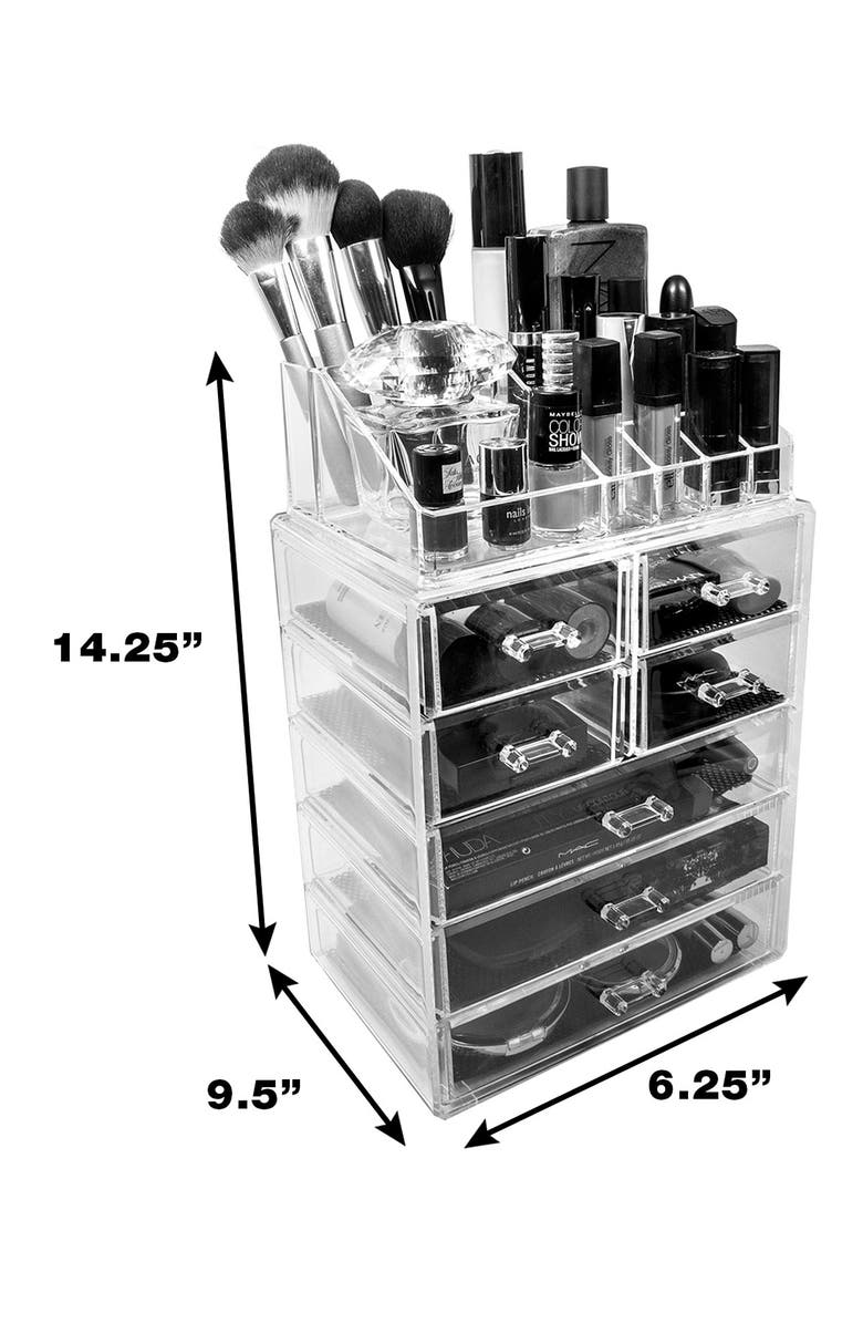 SORBUS Acrylic 7 Drawer & Top Organizer Cosmetics Makeup & Jewelry Storage Case Display Set, Alternate, color, Clear