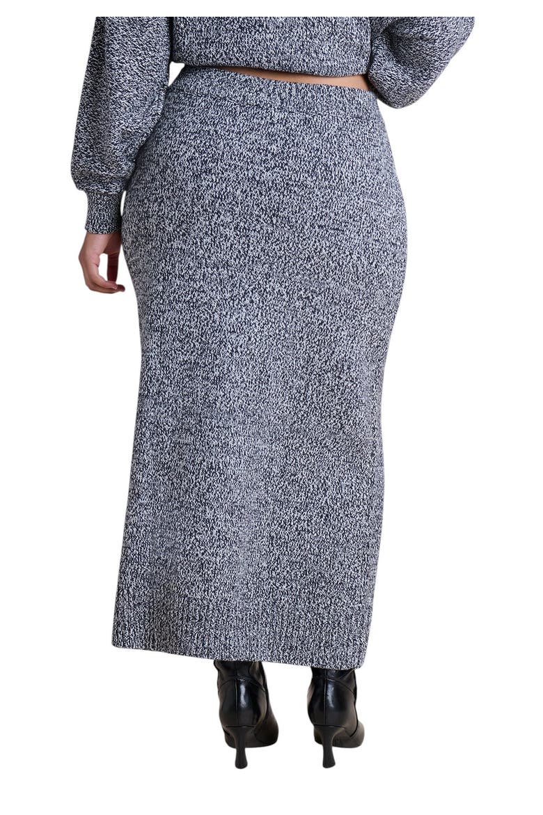 Marled Sweater Midi Skirt (plus), Alternate, color, BLACK GREY