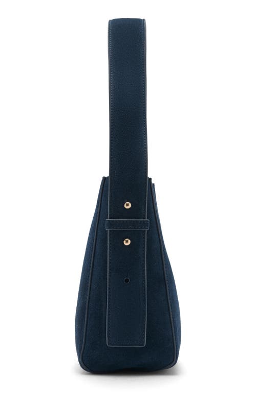 Mango Suede Shoulder Bag In Dark Navy