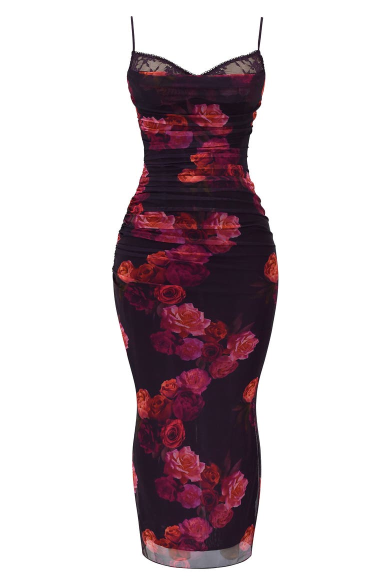 nalini mesh corset cocktail dress HOUSE OF CB Nalini Mesh Corset Cocktail Dress in Floral Pink at Nordstrom, Size X-Small A