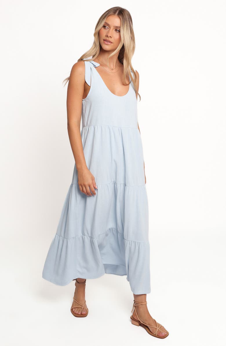 Petal & Pup Marcy Linen Midi Dress, Alternate, color, Blue