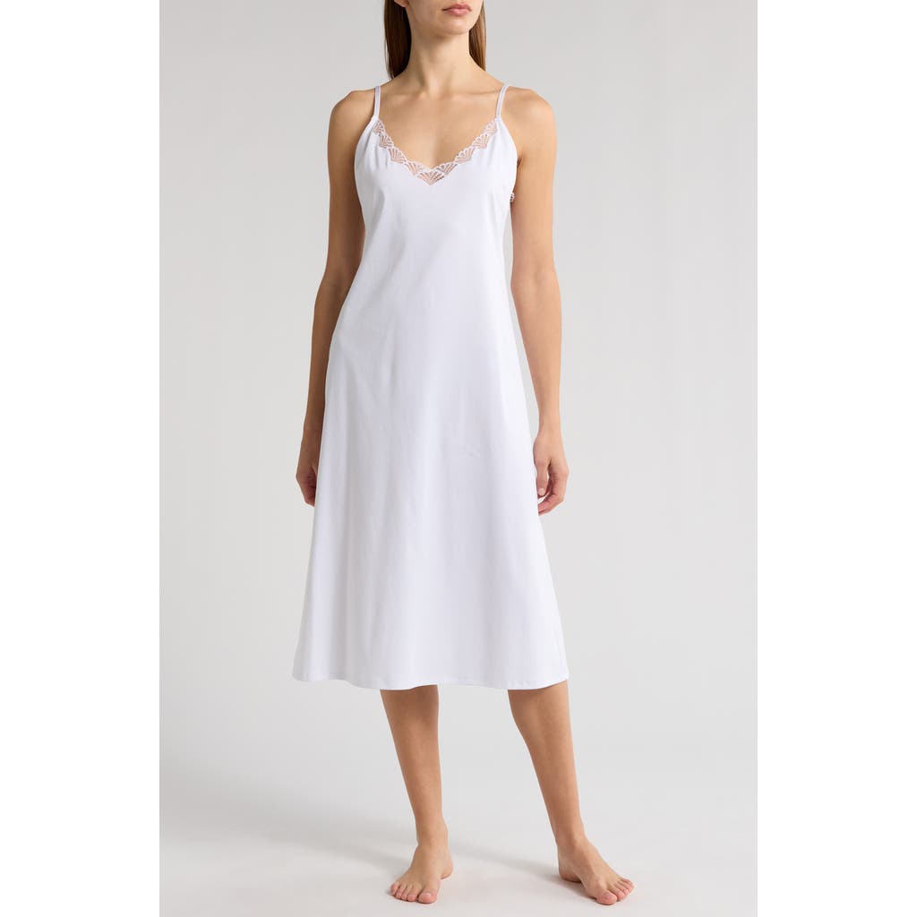 Natori Bliss Serenity Lace Trim Nightgown In White